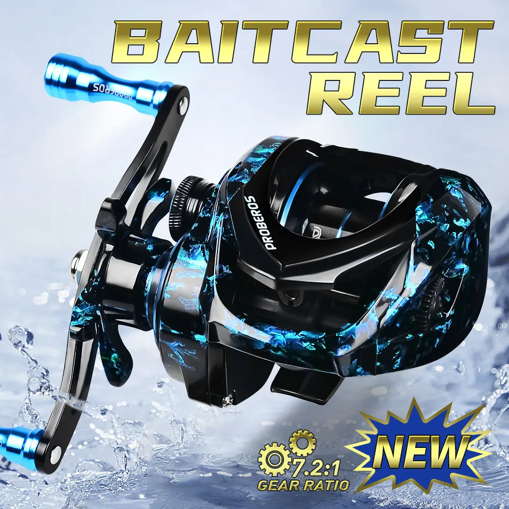 Fishing Reel Baitcasting 3+1BB Gear Ratio 7.2:1 Casting Reel with 5 Gear Magnetic Brake R / L Handed Bait Caster Fishing Reel