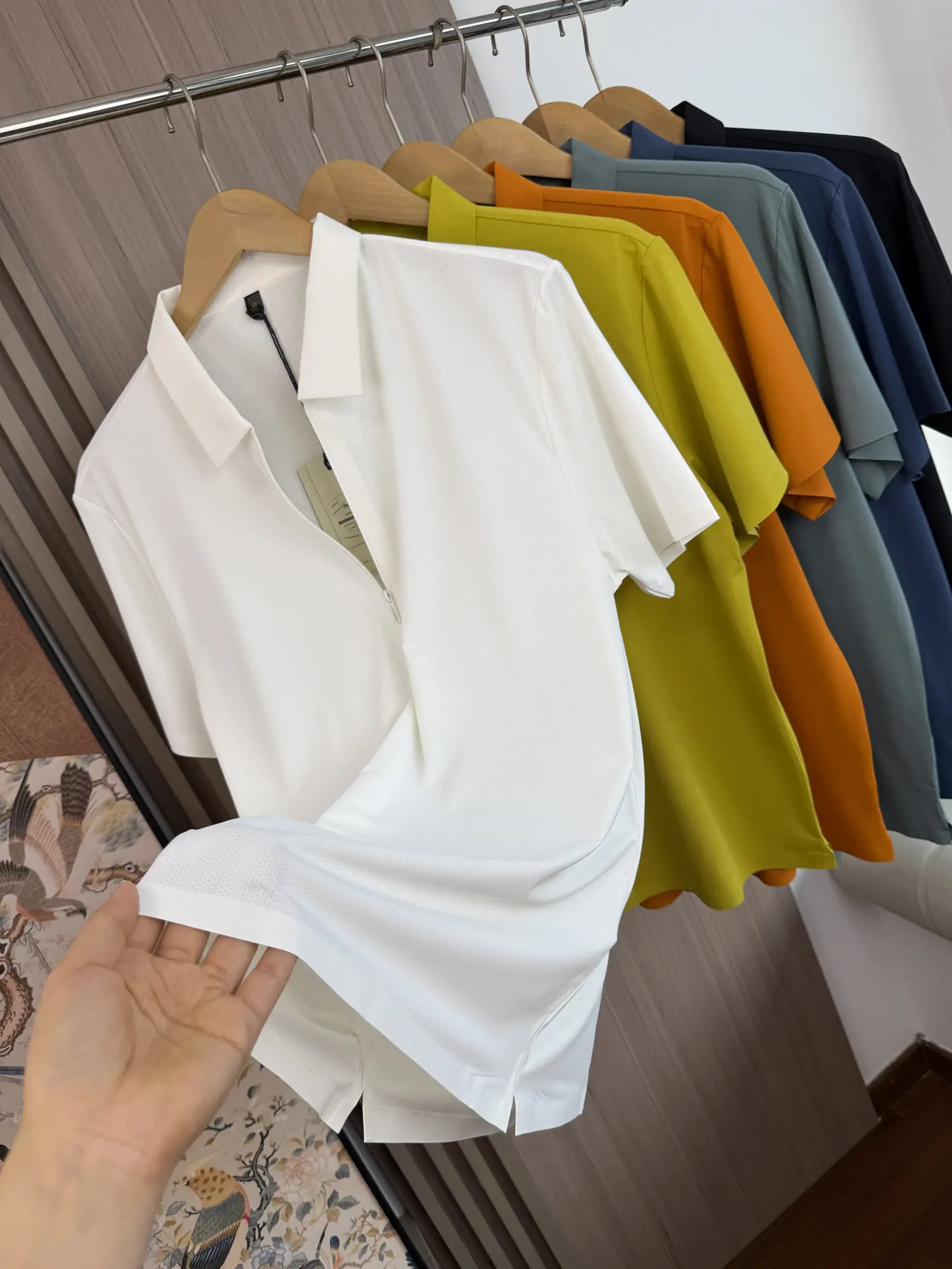 Light Business Short Sleeve  Shirt Men's Pure Color Sportswear Quick Dry Stitchless Sealing Process Breathable Casual