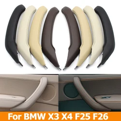 Manija de puerta de pasajero para Interior de coche, embellecedor de cubierta exterior de cuero para BMW X3 X4 F25 F26 2011 2012 2013 2014 2015 2016