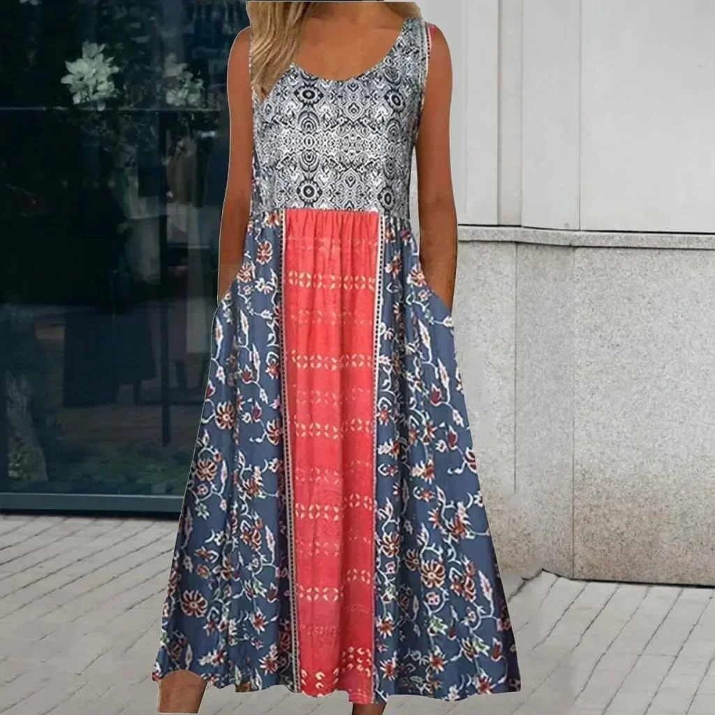 Nouvelle robe printemps et été Europe, Amérique, Amazon avec imprimé ethnique – Style Boho décontracté pour femmes
