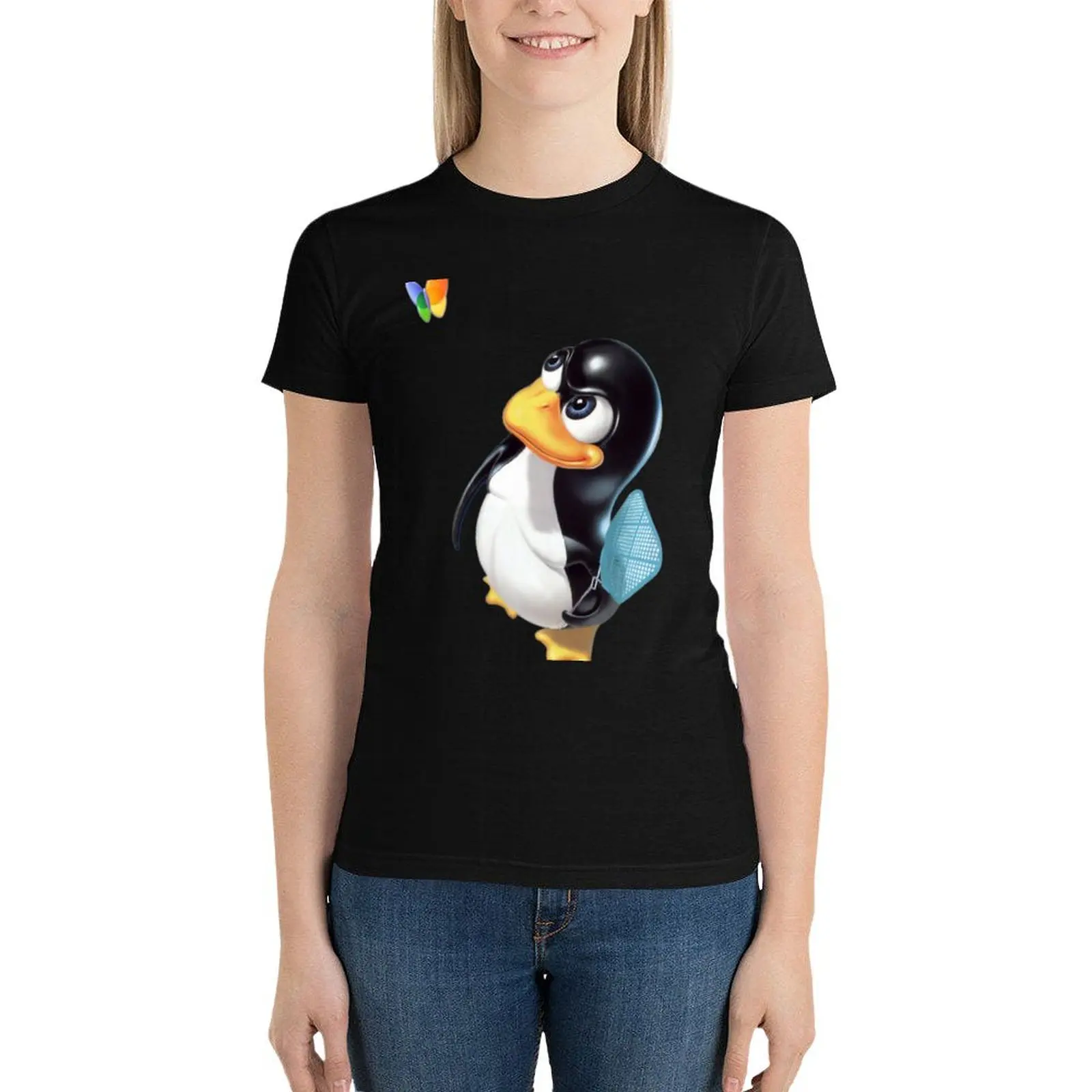 Penguin Linux T-Shirt vintage clothes Short sleeve tee plus size tops t-shirts for Women graphic tees funny