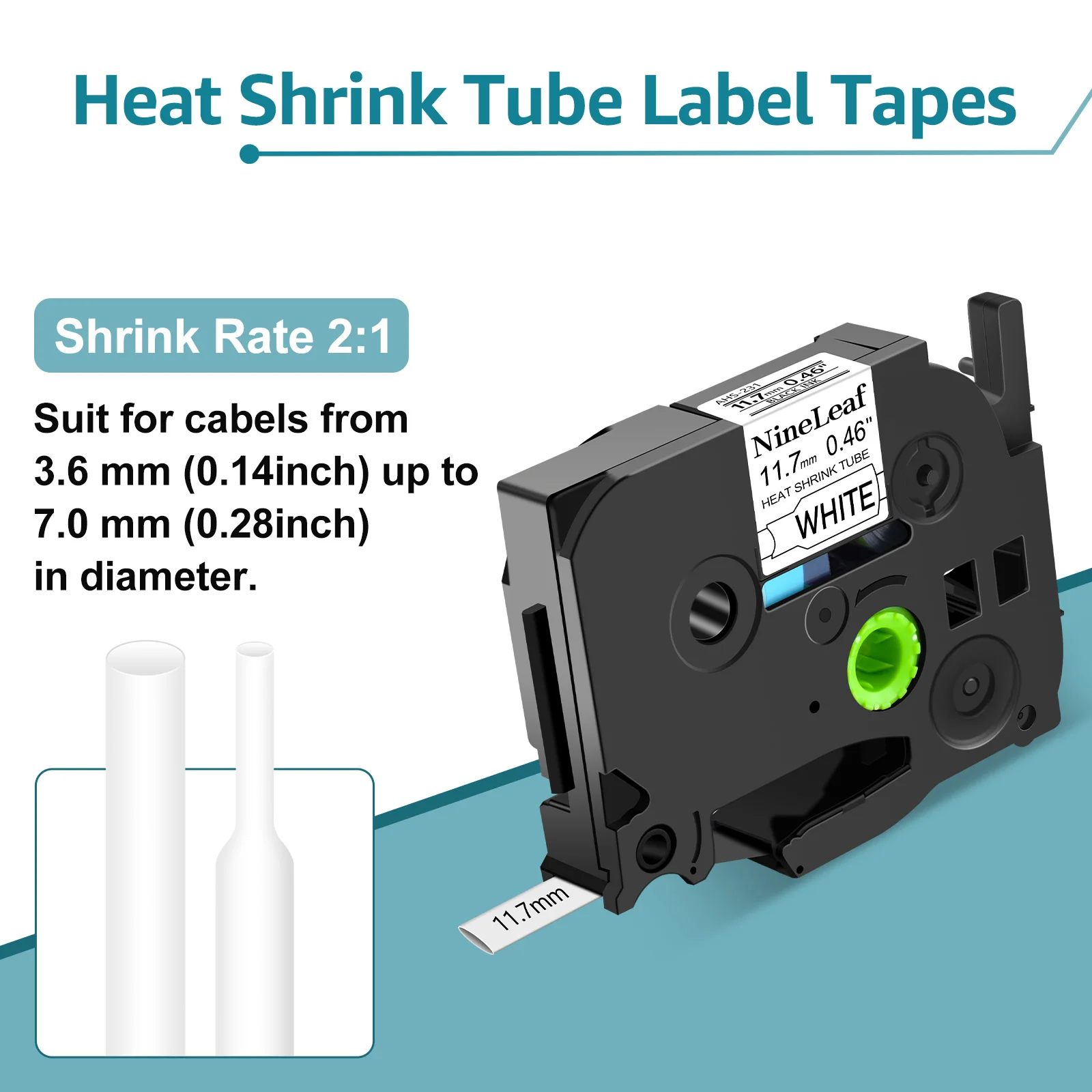 3-10PCS Tubi Termorestringenti Etichetta Compatibile per Brother HS HSe-231 Hs-631 5.8/11.7mm Nastro per etichette per stampante di etichette P-Touch PT-1010