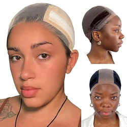 Lace Wig Cap With Grip Band For Keeping Wigs In Place, 4x5 Wider Transparent Lace For Lace Front Wig