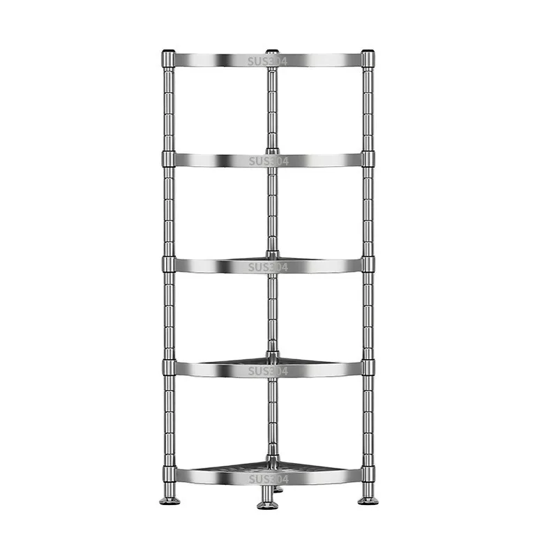 Multifunctional Layered Pot Storage Rack, 304 Stainless Steel Countertop Triangle Corner Shelf for Kitchen Pot Organizer