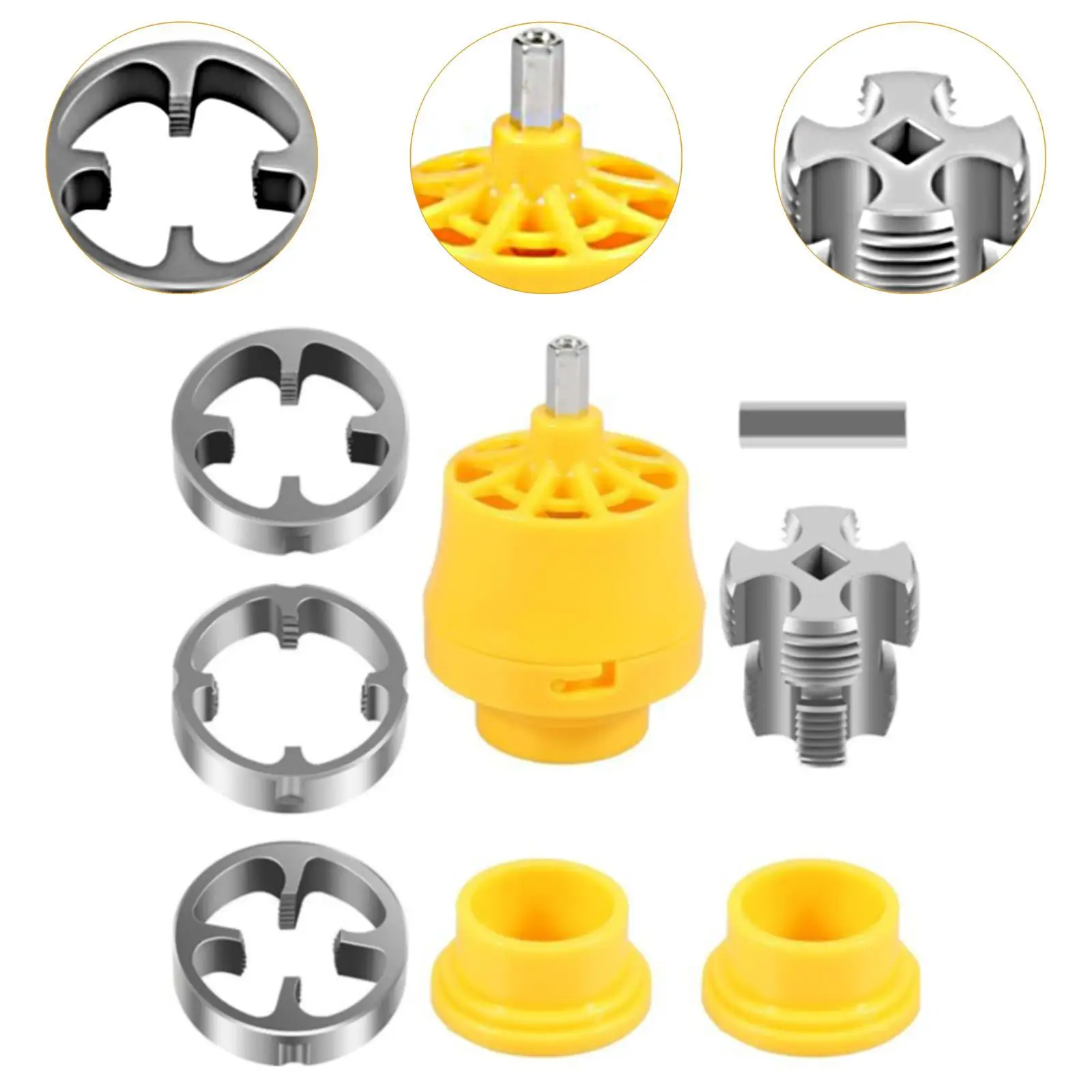 Pipe Tap Die Kit Cutting and Threading PVC Pipe Threader Hand Tool with 3 Sizes for Water Pipe Thread Repair