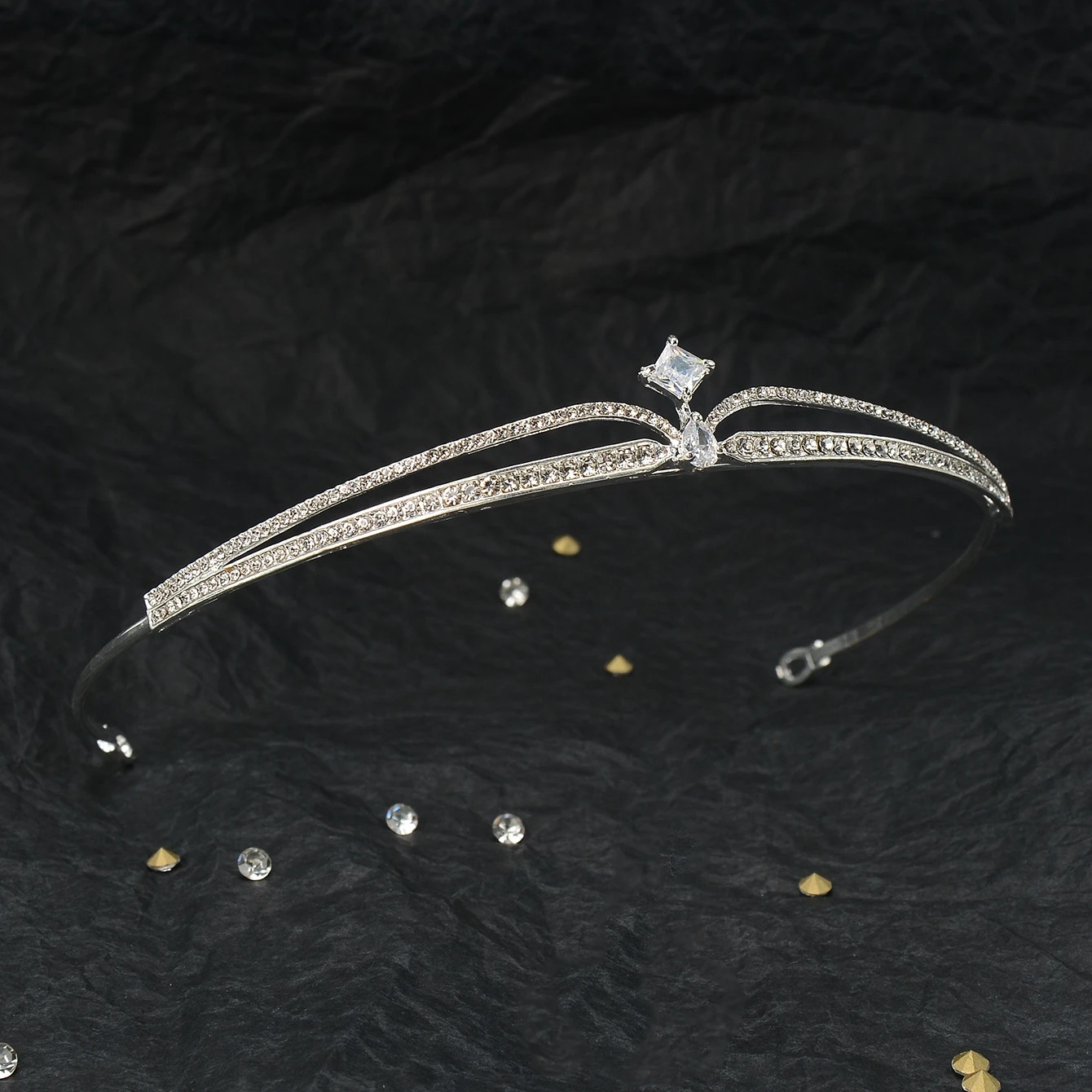 Bride Headdresses Little Princess Diadem Silver Color Metal Tiaras and Crowns Zircon Designs Bridal Wedding Hair Jewelry