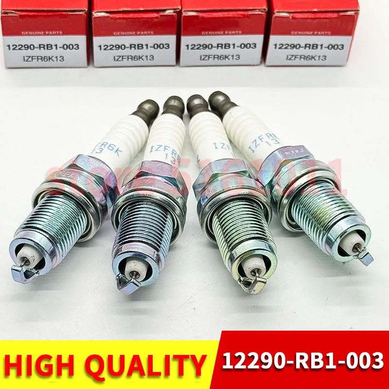 4 Uds 12290-RB1-003 IZFR6K13 bujía de iridio para HONDA CIVIC CR-V III CR-Z Berlina compatible con encendido Accord 9807B-56A7W pieza de automóvil