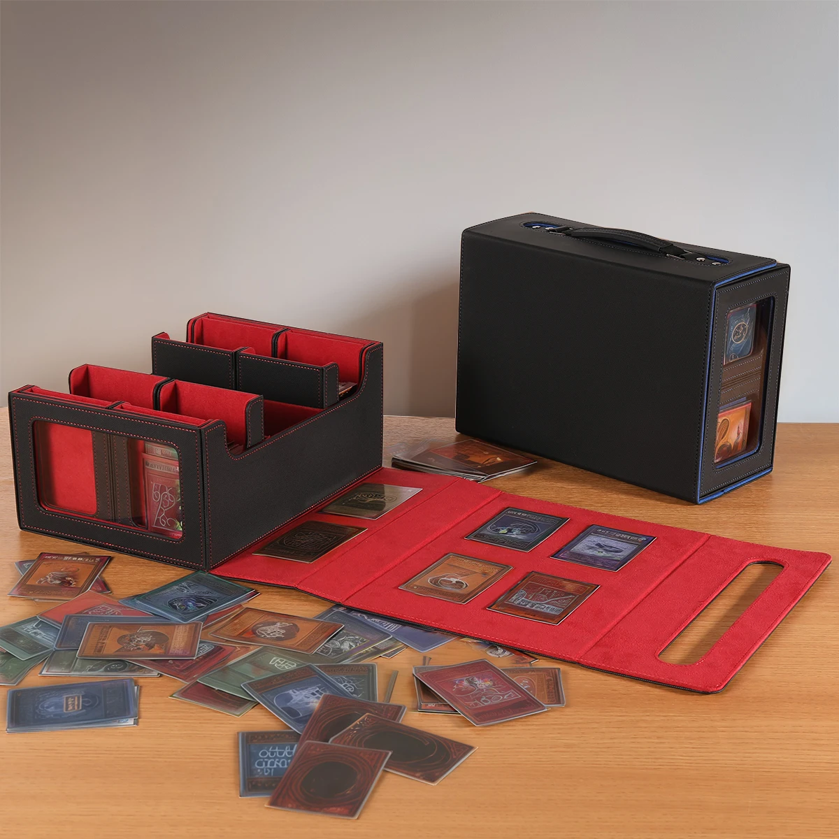 Card Box, Three Rows and Four Drawers Handheld Card Box, Multiple Colors to Choose from, Convenient for Going out and Storage