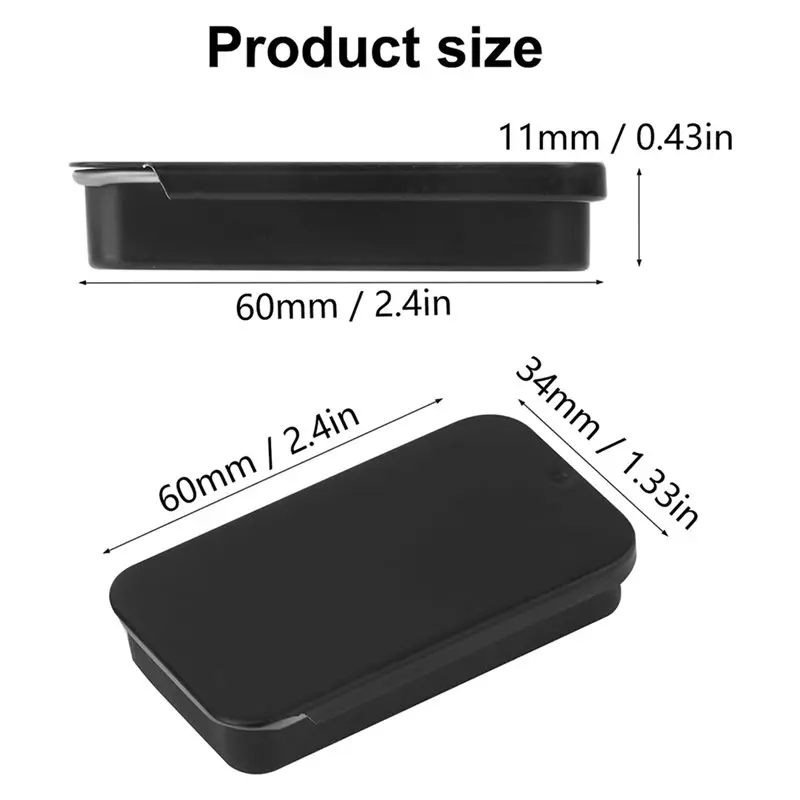 120 عبوة من صناديق علب معدنية مستطيلة صغيرة سوداء مع أغطية منزلقة، علبة معدنية صغيرة فارغة #4