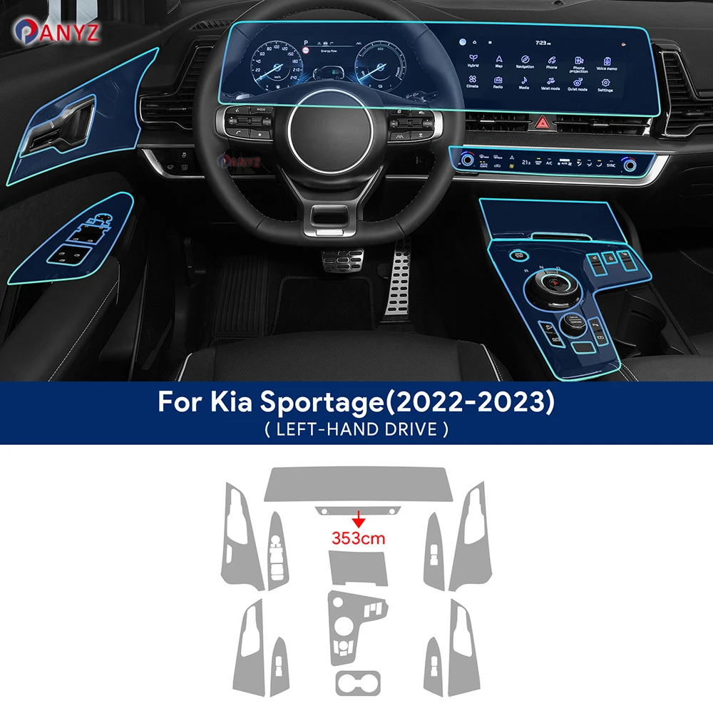 

TPU Anti-scratch Protector Interior Sticker For KIA Sportage NQ5 2022 2023 Car Center Console Media Dashboard Navigation Film