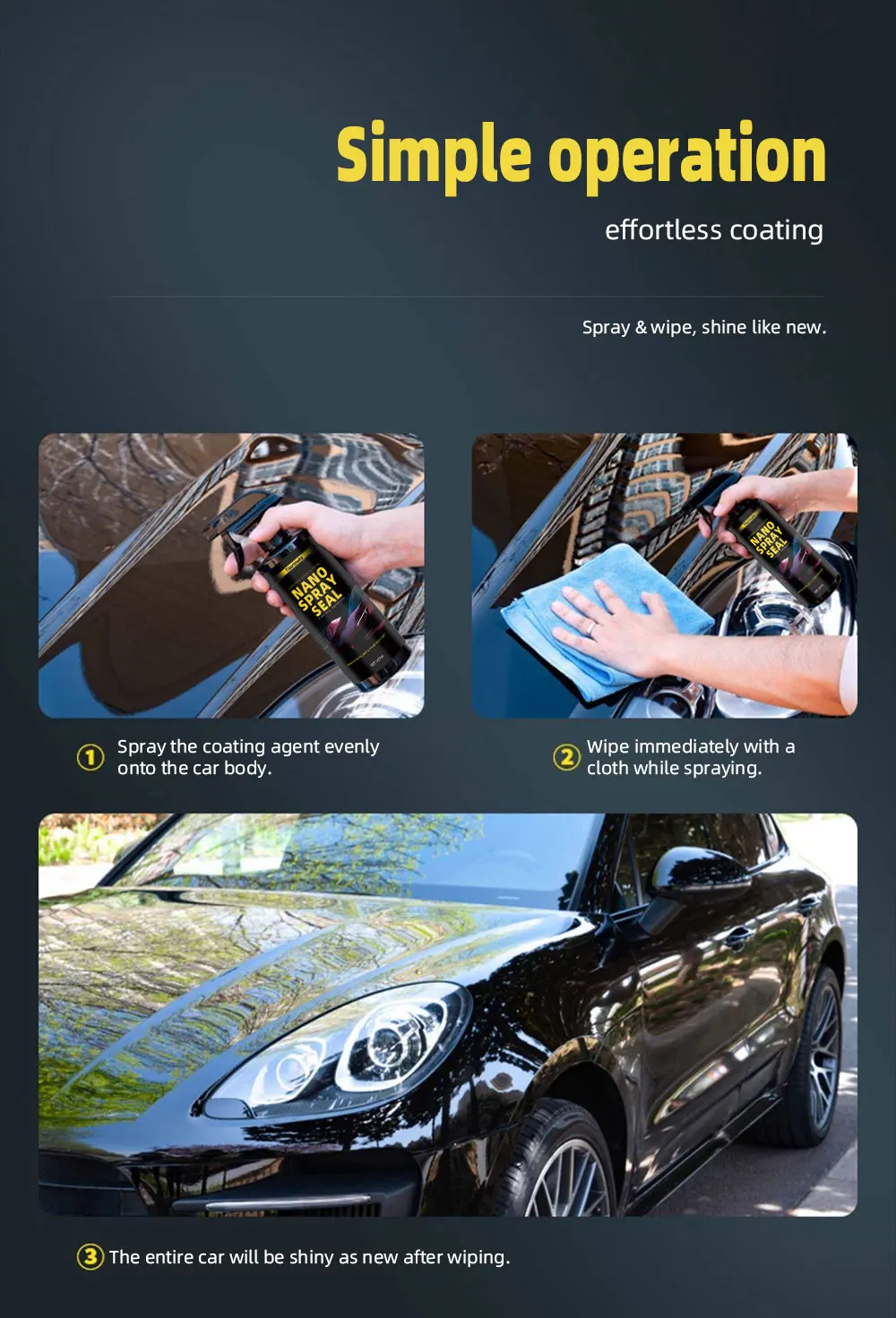 Keramik-Autolackpflege für Auto-Wachs, Polymer-Hydrophobflüssigkeit, Detailing-Zubehör, Nano-Spray-Versiegelung – Detail 9