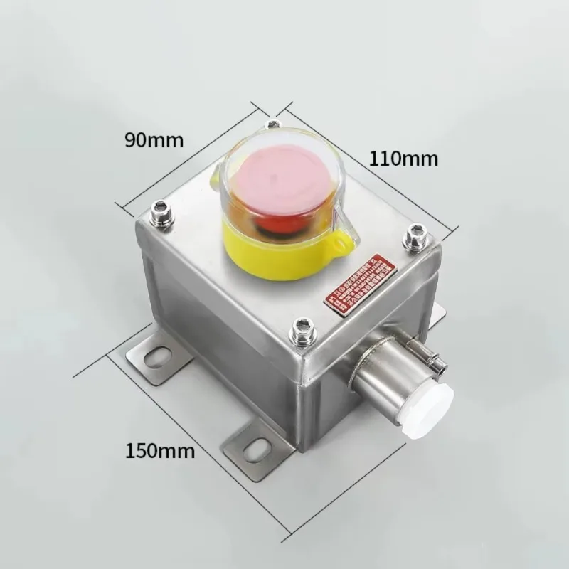 304 Stainless Steel Explosion-Proof Emergency Stop Push Button Switch Box IP65 Wall Mounted with Protective Cover