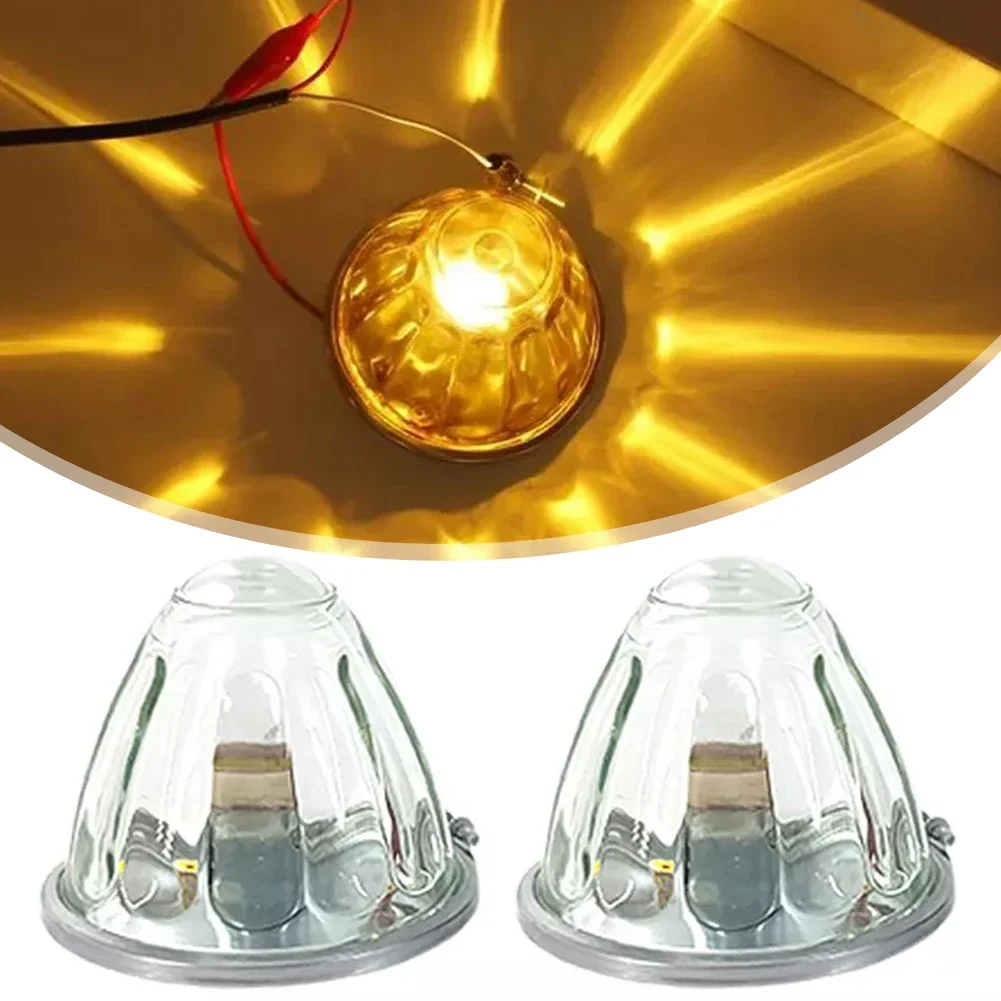 1 Pair Amber Watermelon Light Glass Kit Clear Lens With 1156 LED Bulb Incandescent Lamp For Truck Camper RV Side Lights