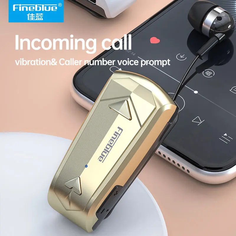 Fineblue F520 Mini Wireless Earphone Bluetooth 5.3 Retractable Headset in Lotus One Ear Calls Remind Vibration Sport Headphone