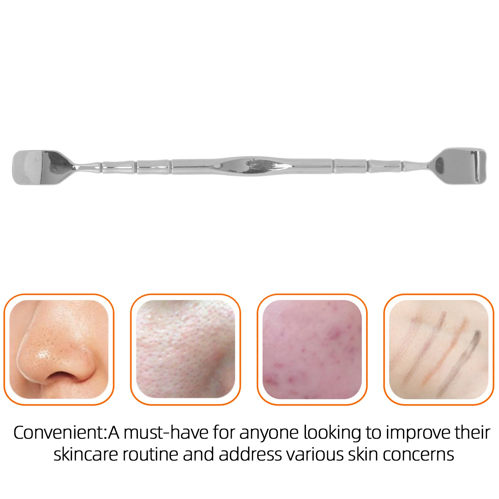 Extracteur de points noirs à double extrémité en acier inoxydable, outil manuel Portable pour l'élimination des points noirs, grattoir pour le visage, nettoyeur de pores précis pour la peau