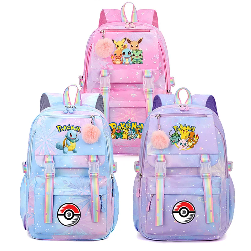 حقيبة مدرسية بوكيمون أنيمي كارتون بيكاتشو حقيبة كتب ذات سعة كبيرة حقيبة ظهر ملونة لطيفة للفتيات والأولاد والطلاب هدية العودة إلى المدرسة #1