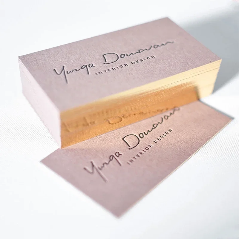 100PCS Customized Business Card High Grade Gold Foil Card Double-sided Printing 90X54MM