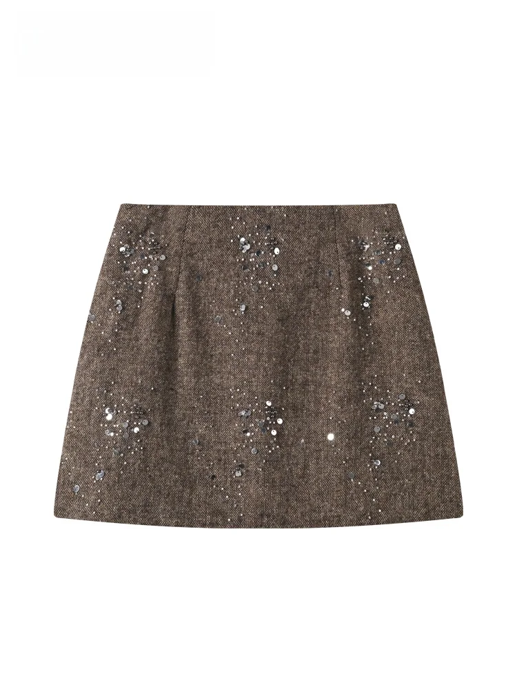 

Юбка А-силуэта из шерсти Cara CLUB больших размеров, женская повседневная, осенне-зимняя, новая, для полных женщин, в стиле французского шик, стройнящая фигуру