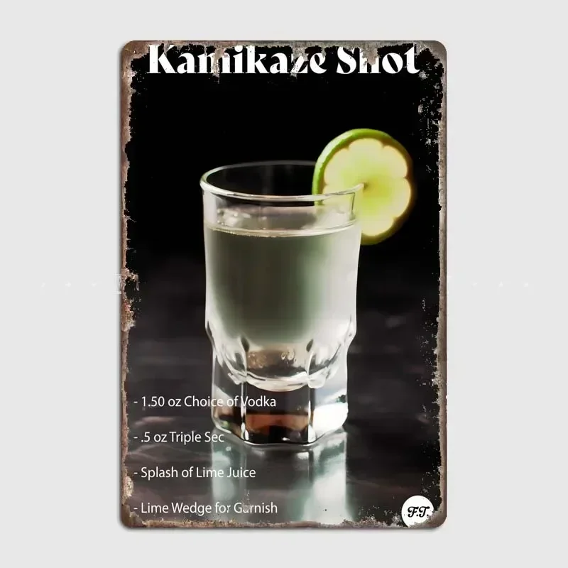 Kamikaze Shot  Elf Bar Tin Metal Wall Plaque - Vintage Artistic Sign - Modern Aesthetic Art Poster