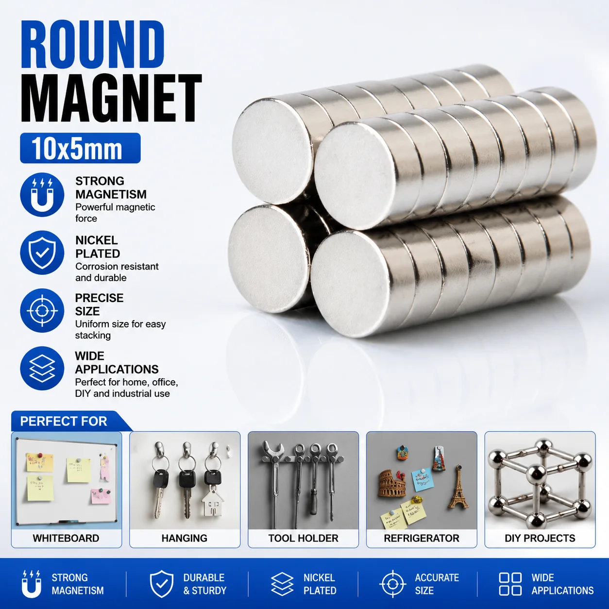 10/20PCS 10X5MM 6X4MM Heavy Duty Disc Magnets Thick Round Magnets For Force Testing Science Projects DIY Tools Models Crafts