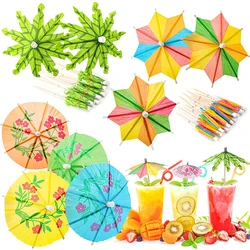 Palillos de bambú con paraguas para cóctel, palillo de dientes, postre, pastel, decoración Hawaiana para fiesta de cumpleaños, suministros de boda