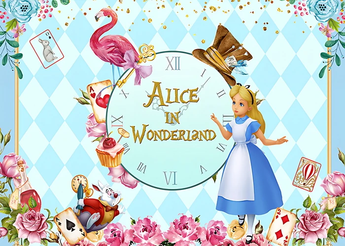 Cartoon Forest Scene Flowers Photo Background Baby Shower Decorations Alice In Wonderland Enchanted Photography Backdrop