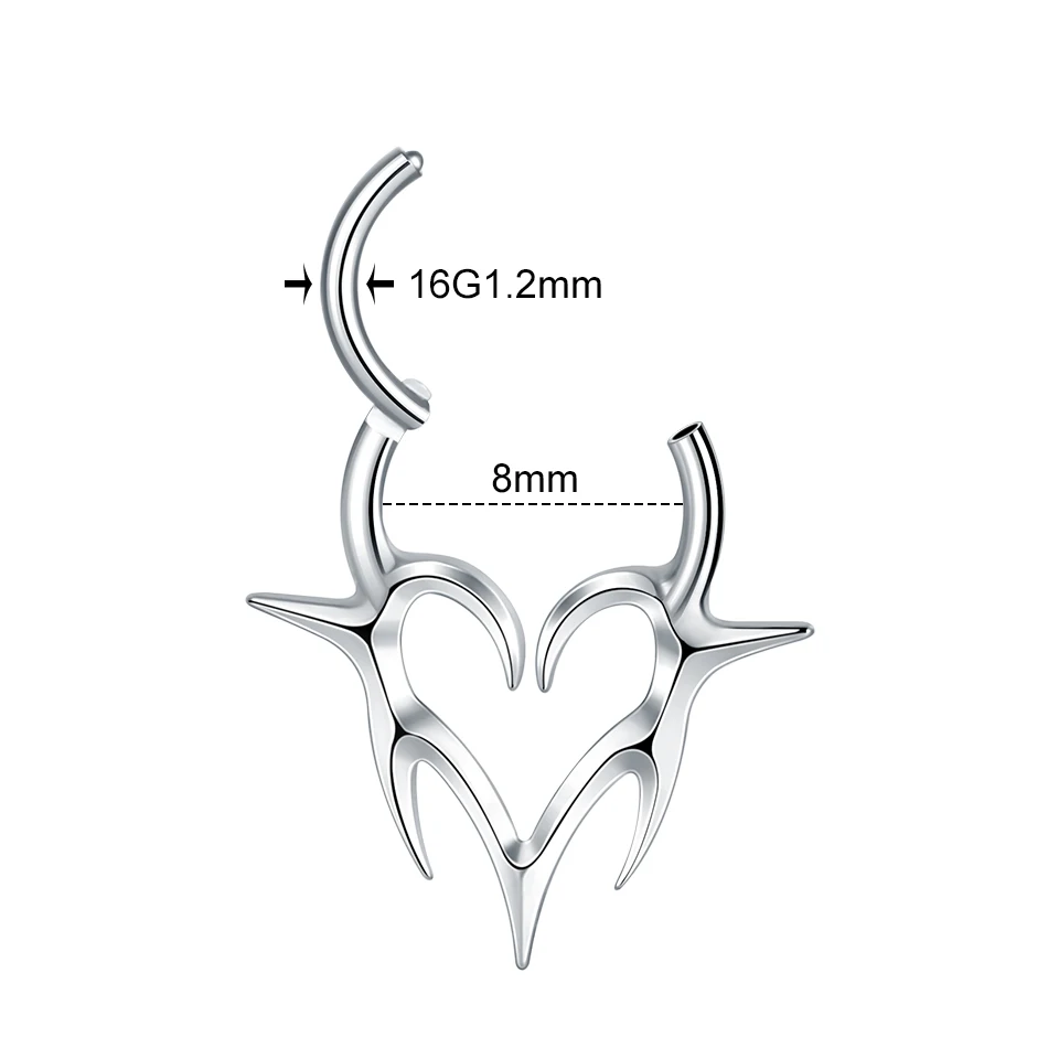 1/10pcs Implant Grade Titanium Septum piercing Nose Ring Cartilage Lobe Daith Clicker Earrings Piercing Jewelry for Women