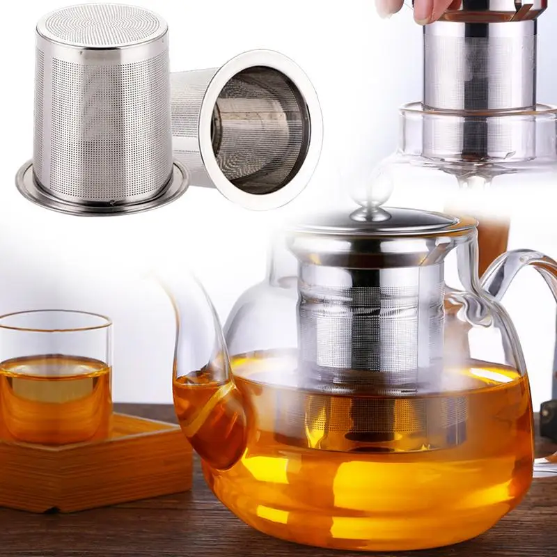 Reusable Stainless Steel Tea Strainer Mesh Compartment Tealeaves SpiceFilter Removable Tea Infuser For Teapot Straining Tool