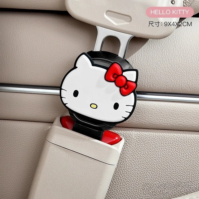 

Kawaii Hello Kitty Car Safety Buckle Anime Cartoon Cinnamoroll Kuromi Buckle Extender Seat Belt Anchor Car Accessories Interior