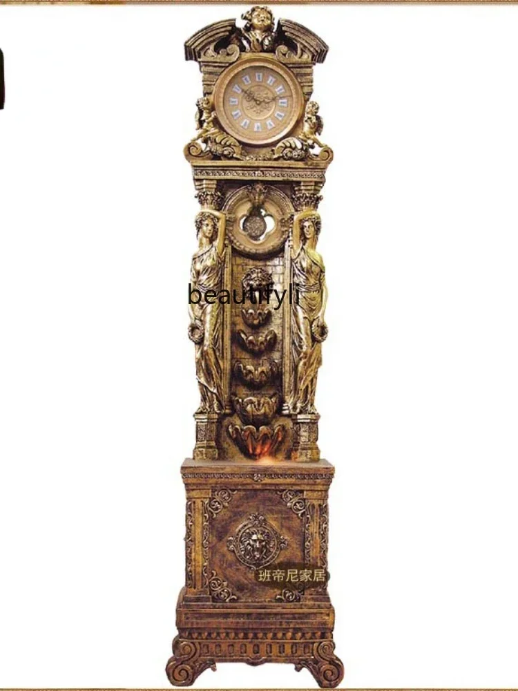 

HJ the Grandfather Clock Vertical Bell Large Standing Grandfather Clock Antique Clock