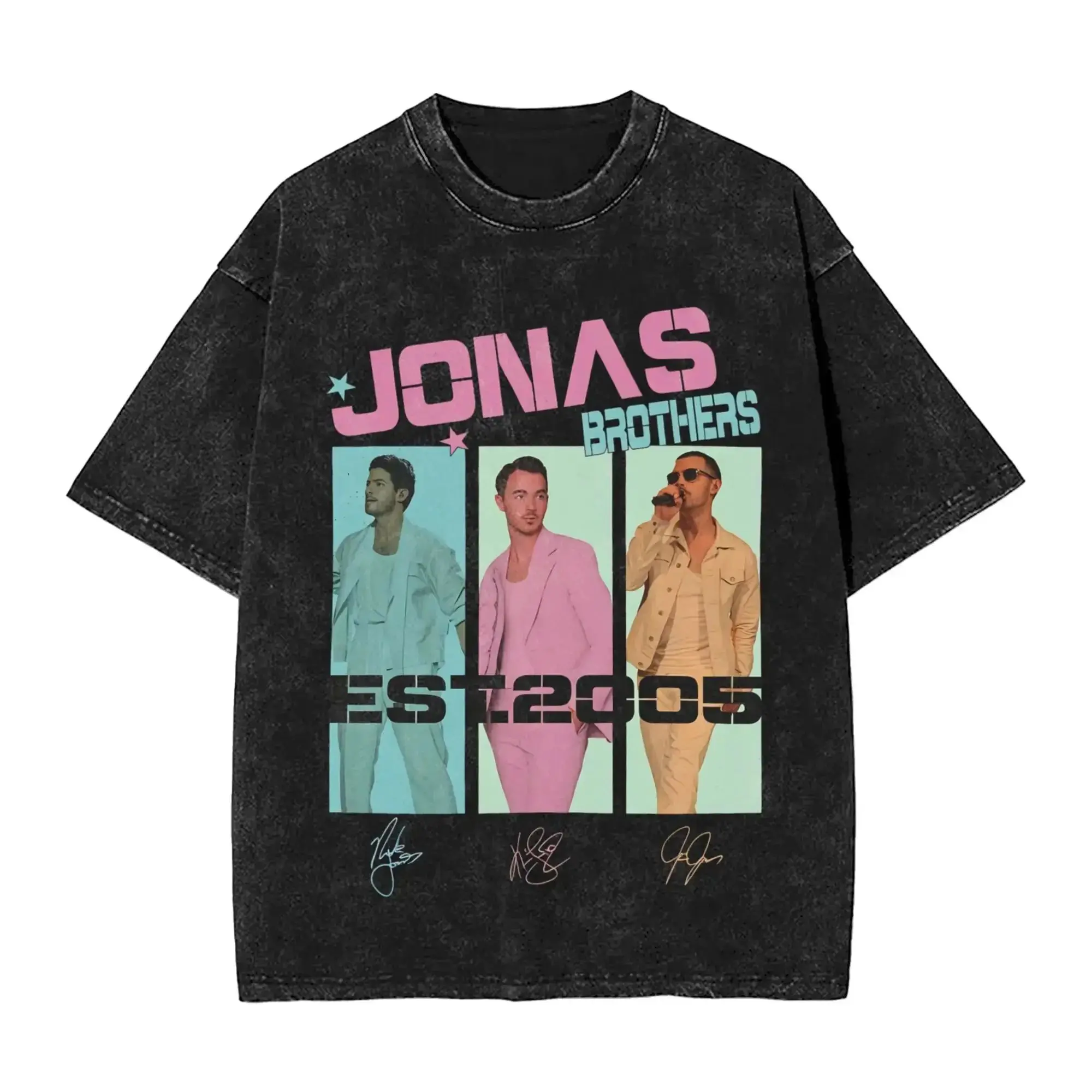 Vintage Washed Fashion Y2k Kleidung Joe J. Onas Brothers 20th Anniversary Jonas T-Shirt Sommer Casual Loose Streetwear Unisex – Detail 3