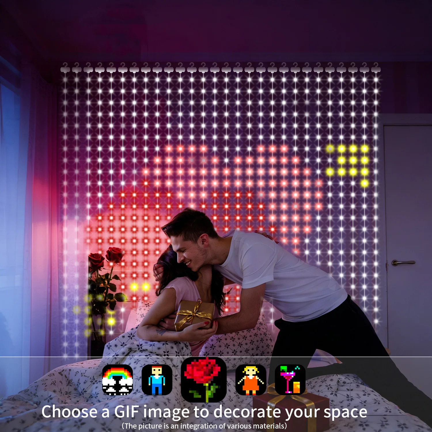 

Новая гирлянда-штора 2026 года, 400 светодиодов, управление через приложение, настраиваемые цветные текстовые узоры, теплый подарок, идеально подходит для праздничного декора.