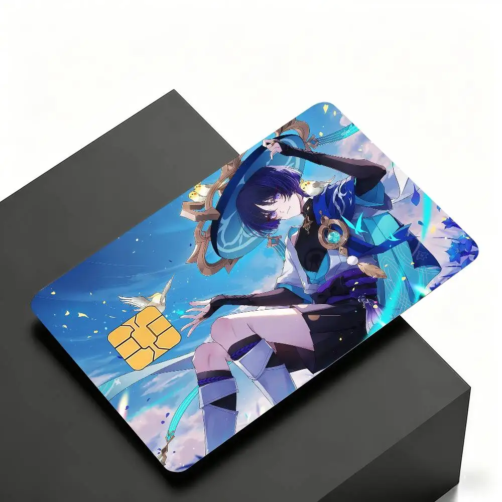 Genshin Impact Scaramouche Wander Kreditkarten-Skin-Aufkleber 4er-Set Folie Bus-Pass Frontdekoration Bank-Debitkarten Wasserdicht – Detail 11