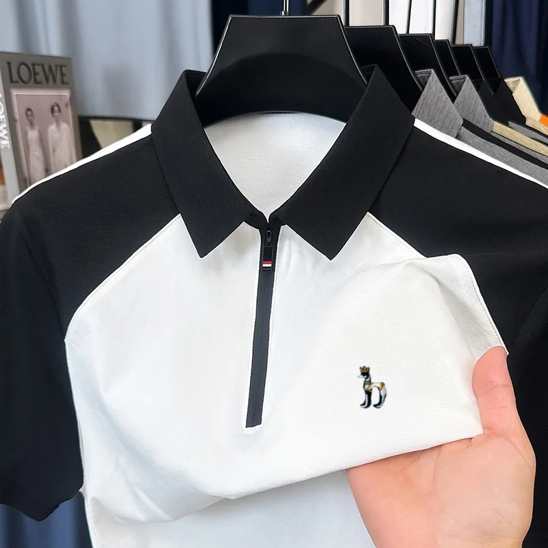 High end brand short sleeve T-shirt men's summer new fashion casual simple cartoon puppy embroidery breathable cooler Polo shirt