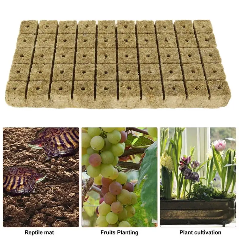 【L】50Pcs Plant Root Rock Wool For Gardening Starter Cubes Plugs For Hydroponics Seed Cuttings Propagation Tool