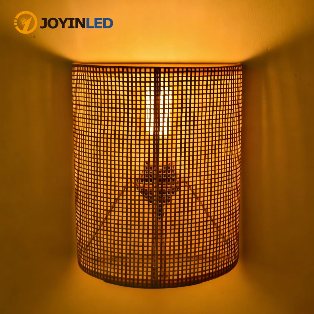 joyinled-2個セット-ラタンウォールランプ-ボヘミアン竹製ウォールライト-ファームハウス風バスルーム-手編みウォールライト-ベッドサイド-リビングルーム-寝室用