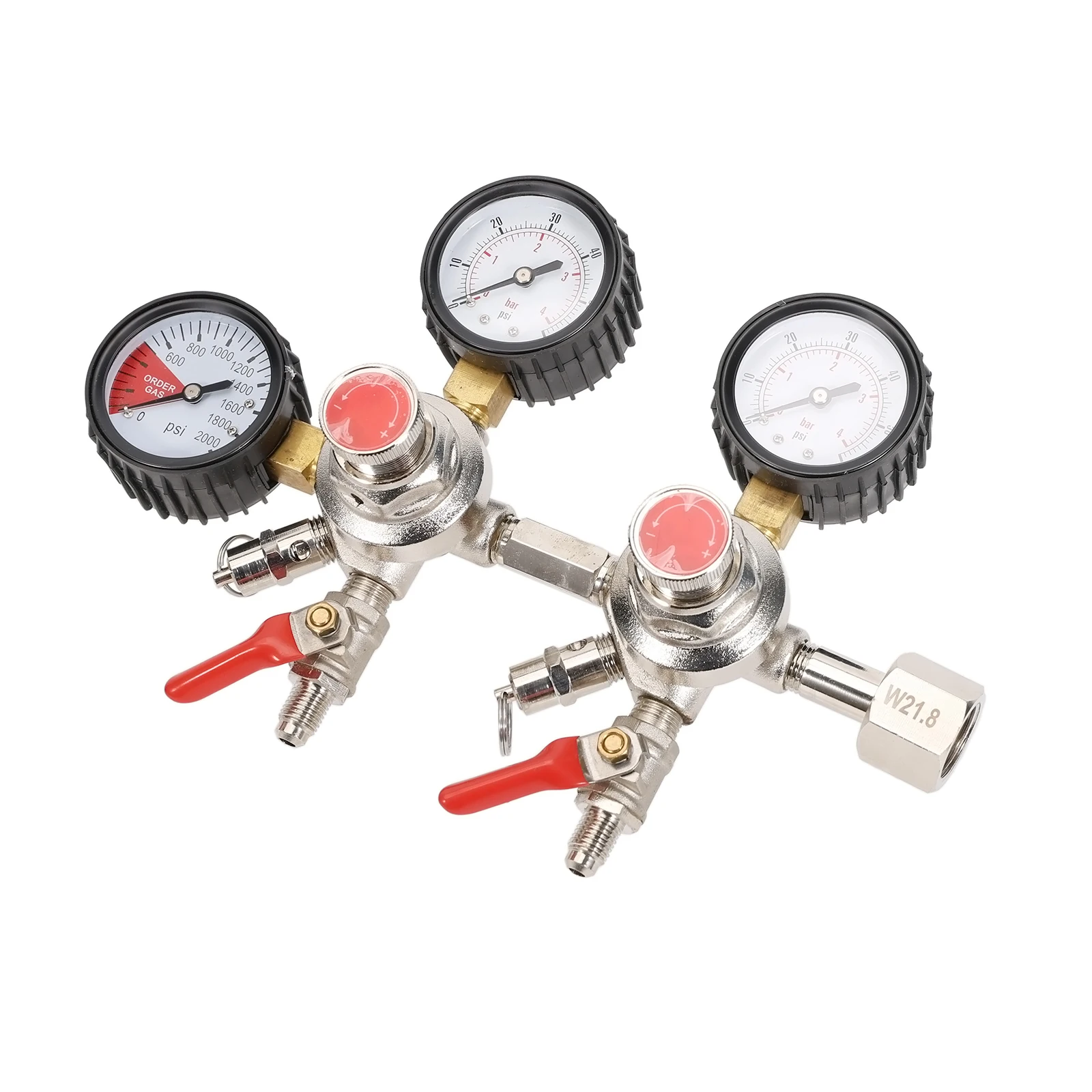 New Homebrew Dual Body CO2 Draft Beer Regulator for Draft Beer Kegerators w/ CGA320/W21.8 Inlet & Safety Pressure Relief Valve