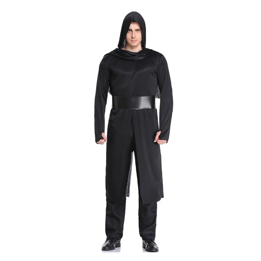 Knight Pastor Priest Cape Christ Father Warrior Ninja Cosplay Halloween Costume for Man Adult Wizard Hoodie Party Dress