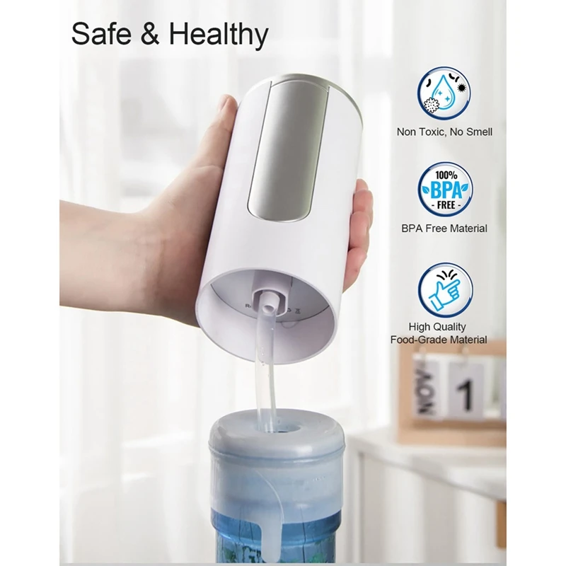 Electric Water Gallon Pump Foldable Automatic Water Dispenser Rechargeable Desktop Smart Drinking Water Pump