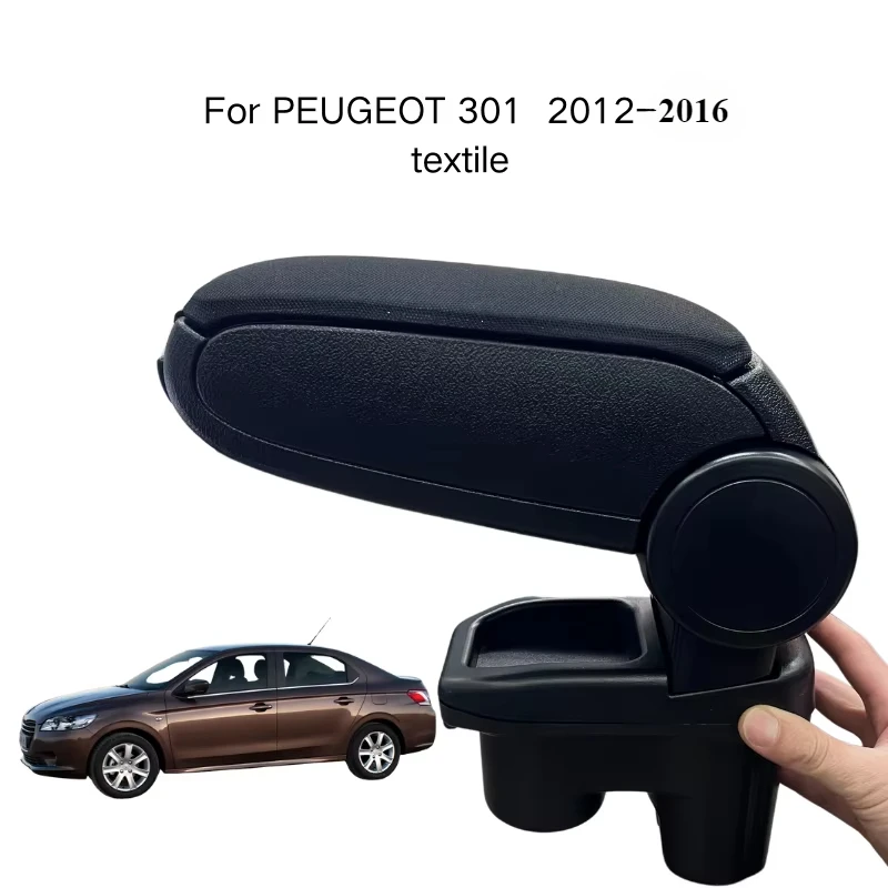 Armrest For PEUGEOT 301  2012-2016 Textile Custom Fit Center Console Storage Box Vehicle Accessories Comfortable