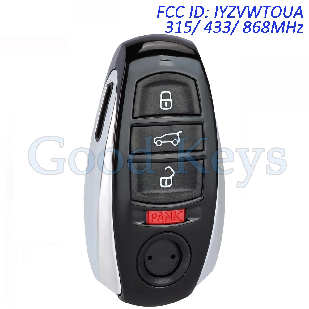 

KEYECU IYZVWTOUA Semi Keyless Remote Key Fob for Volkswagen Touareg 2011 2012 2013 2014 2015 2016 315MHz 433MHz 868MHz