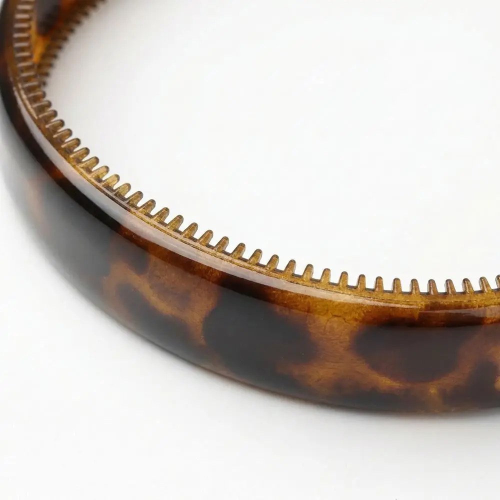 

Fashion Wide Retro Leopard Hair Hoop Simple PC Tortoiseshell Hair Hoop Korean Hair Styling Non-slip Teeth Headband Party