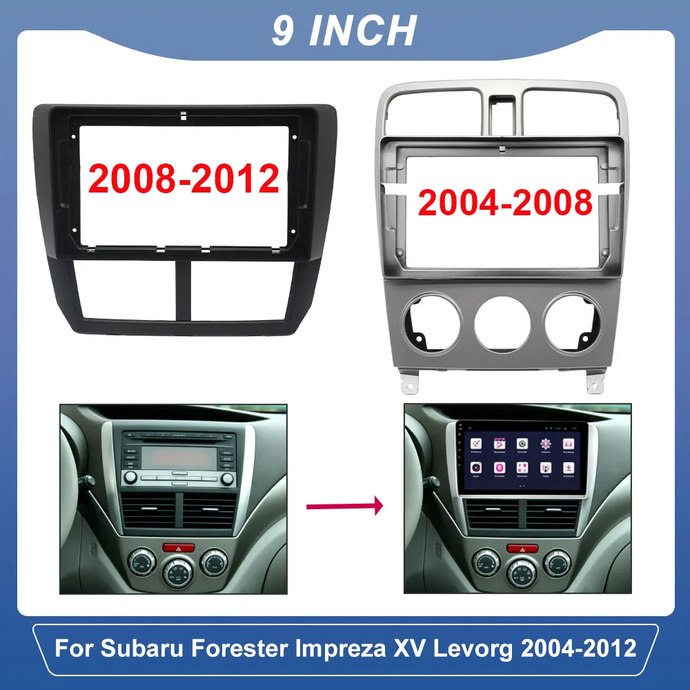 9 Inch Car Radio Fascia For Subaru Forester Impreza XV Levorg 2004-2012 Android Stereo Dash Kit Frame With Harness