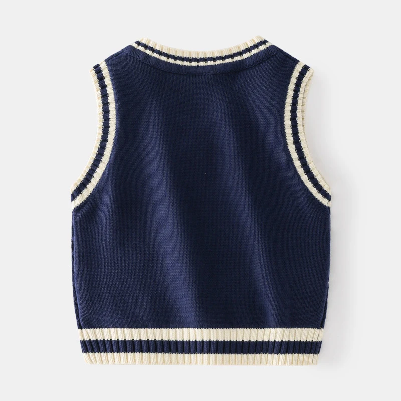 Autumn Children Sweater Vest College Korea Style Boys Knit Sweater School Uniform Knitted Girls Sleeveless Pullover Sweater Vest