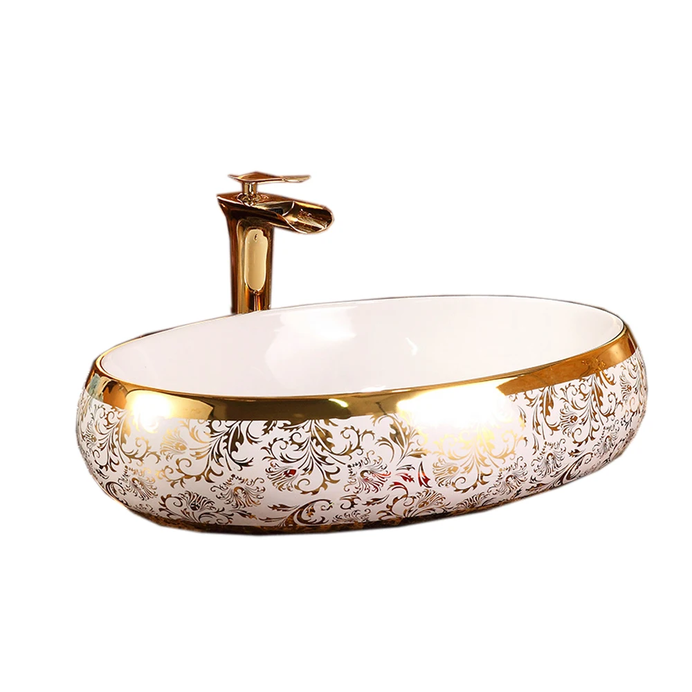 

Install wash basins above Chaozhou City Ceramic Electroplating Art Gold Basin