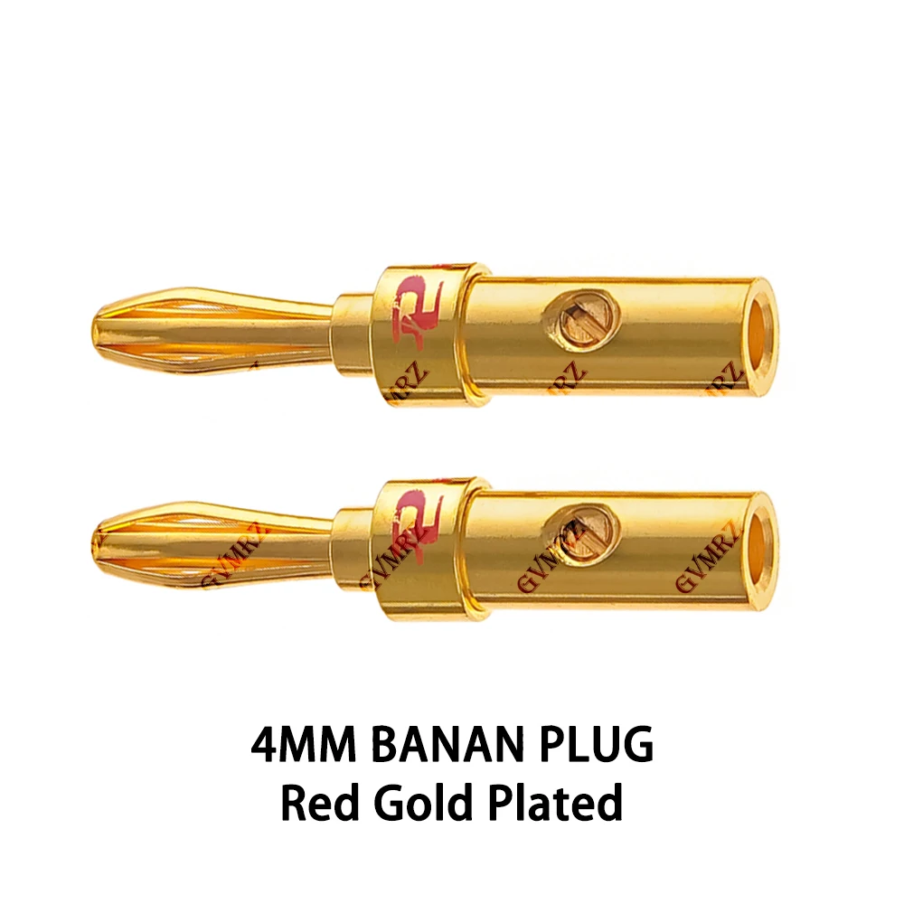 2PCS 24K Gold-plated Copper Banana Connector Audio Banana Connectors for Speaker Wire Amplifiers Adapter Speaker Plug