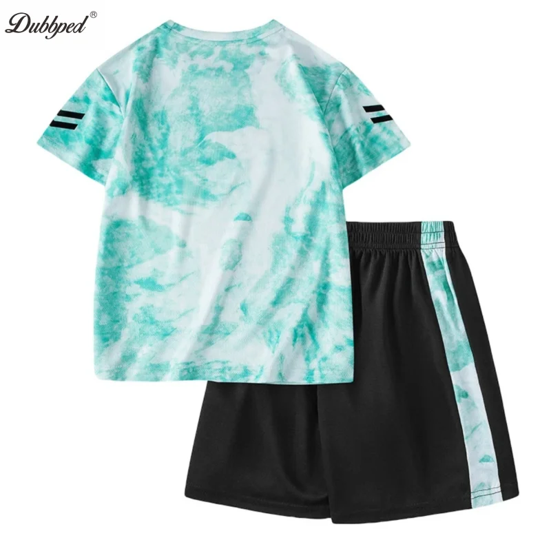 Dubbped Kids 2Pcs Boys Clothing Sets Summer Kids Basketball Uniform Boys Sports Suits for Teenage Children Tracksuit Child Set