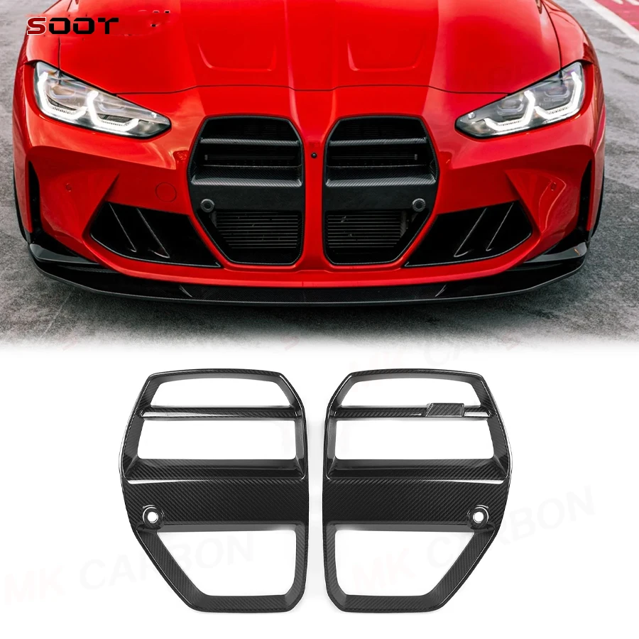 

For BMW M3 M4 G80 G82 G83 Dry Carbon Fiber grille V Style Car Front Bumper Air Intake Grills Bumper Air Intake Grill Upgrade bod
