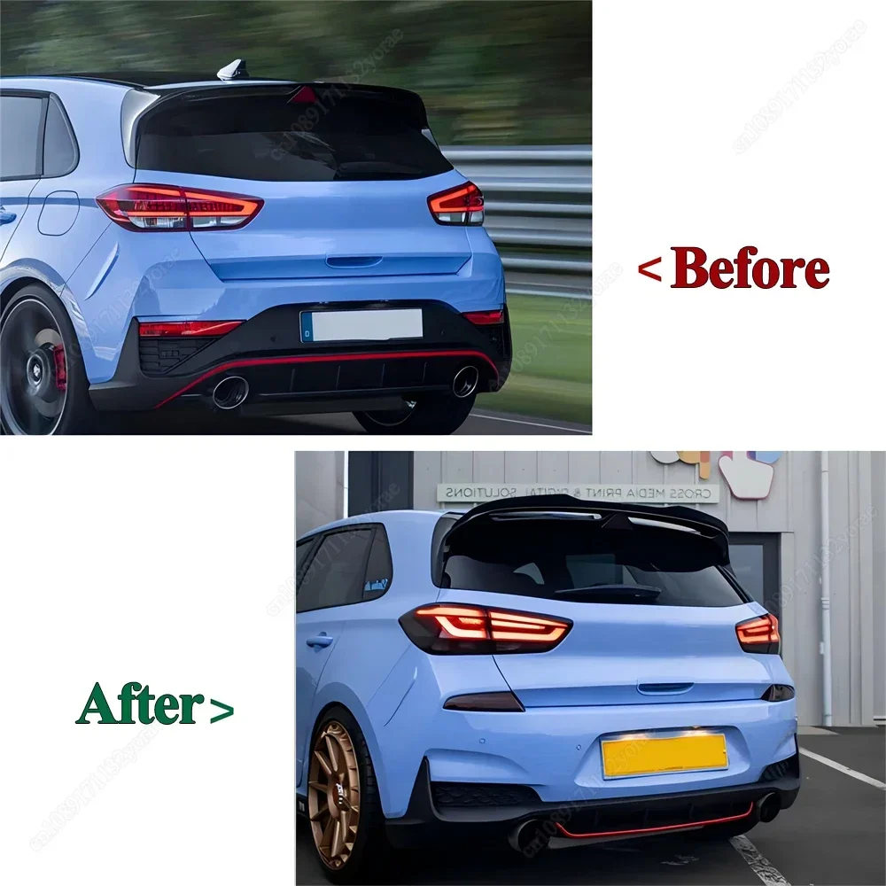 For Hyundai I30 N MK3 I30N Hatchback 2017 2018 2019 2020 Car Rear Spoiler Cap Roof Wing Trunk Spoiler Tuning Bodykit Gloss Black