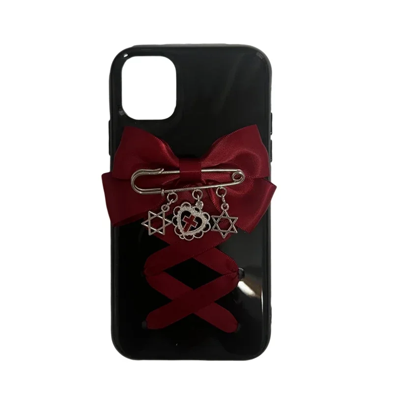 Dophee Original Lolita rojo Bowknot mujeres funda para teléfono móvil personalidad Cruz Tpu suave Apple cubre IPhone 12 13 14 15 16Promax